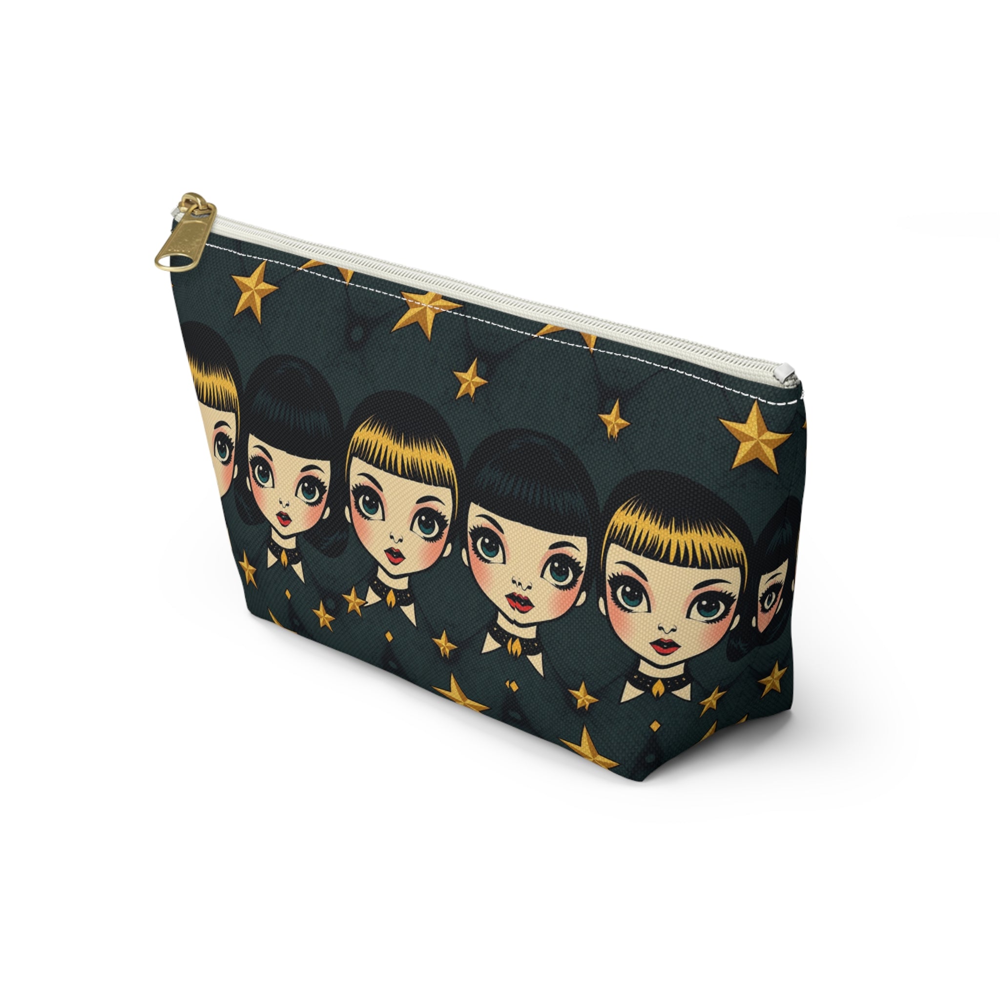 Whimsical Doll Head Accessory Pouch, Cute Makeup Bag, Starry Character Pouch, Gift for Her, Fun Travel Organizer