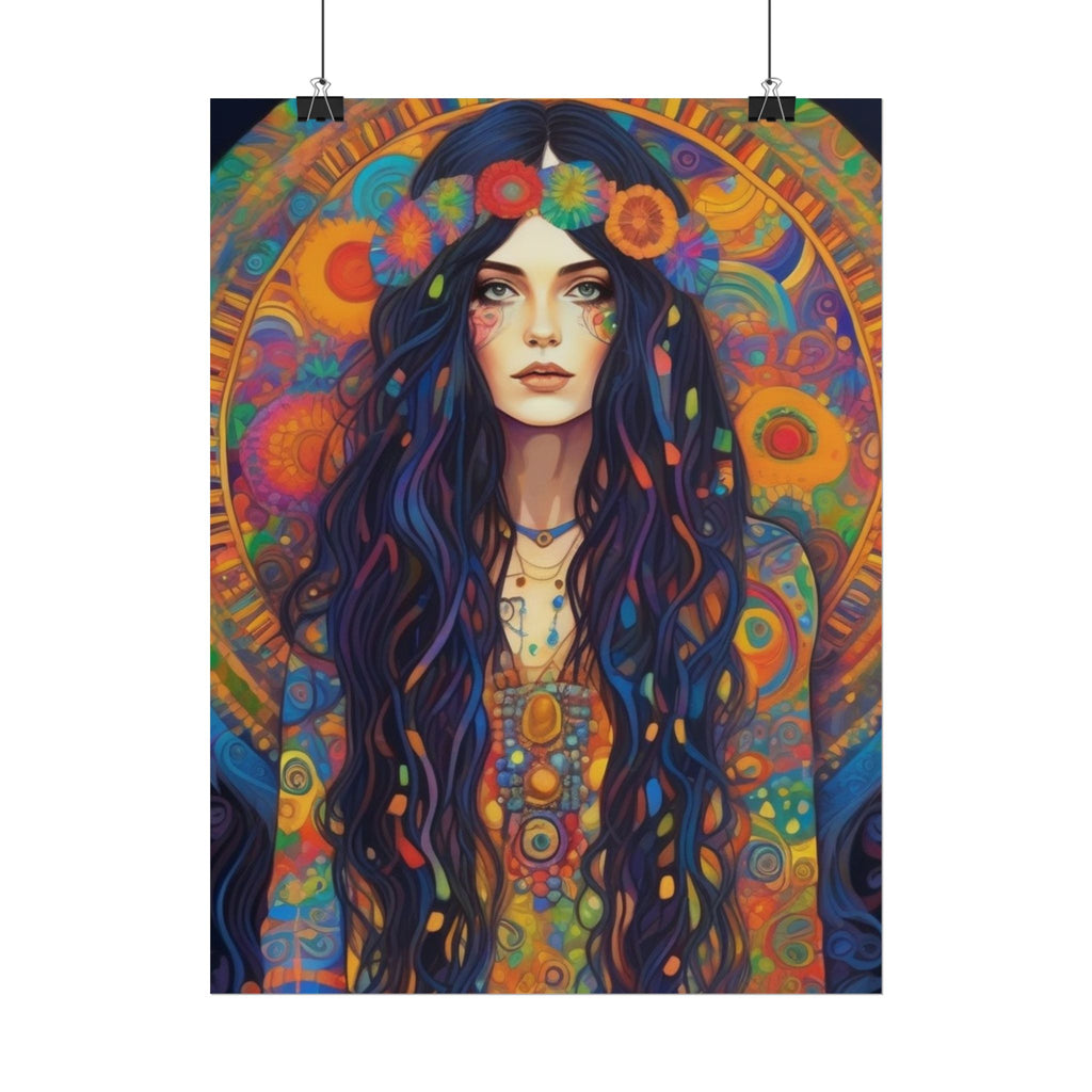 Poster - Hippie Girl Psychedelic Plant Print