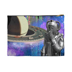 Cosmic Smoke Break Robot Accessory Pouch — Saturn Road Trip Makeup & Gadget Organizer