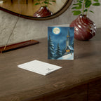 Winter Church Night Scene Greeting Cards — Holiday Blank Inside (1/10/30/50 pcs)