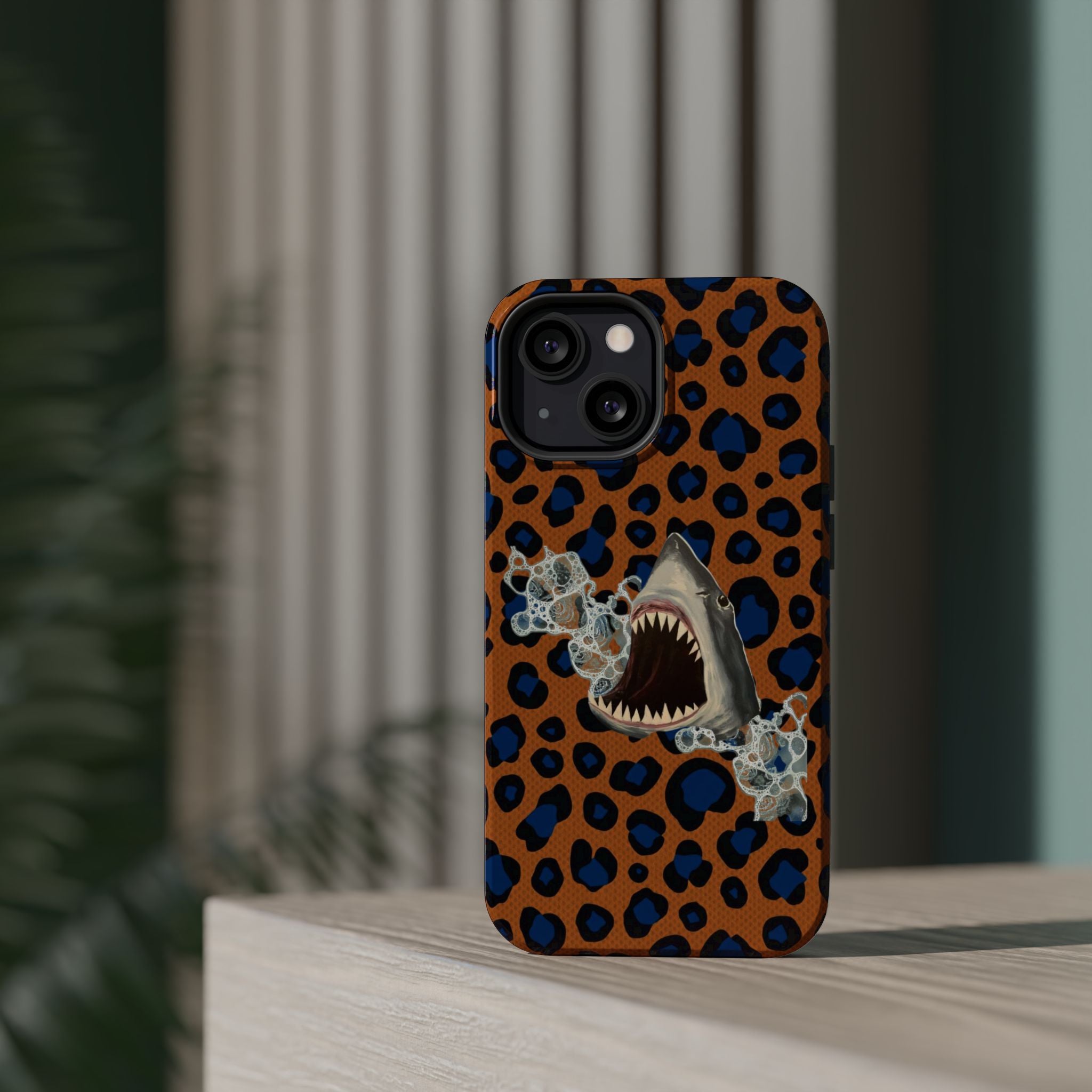 Shark Bite Leopard Print Phone Case — Magnetic Impact-Resistant