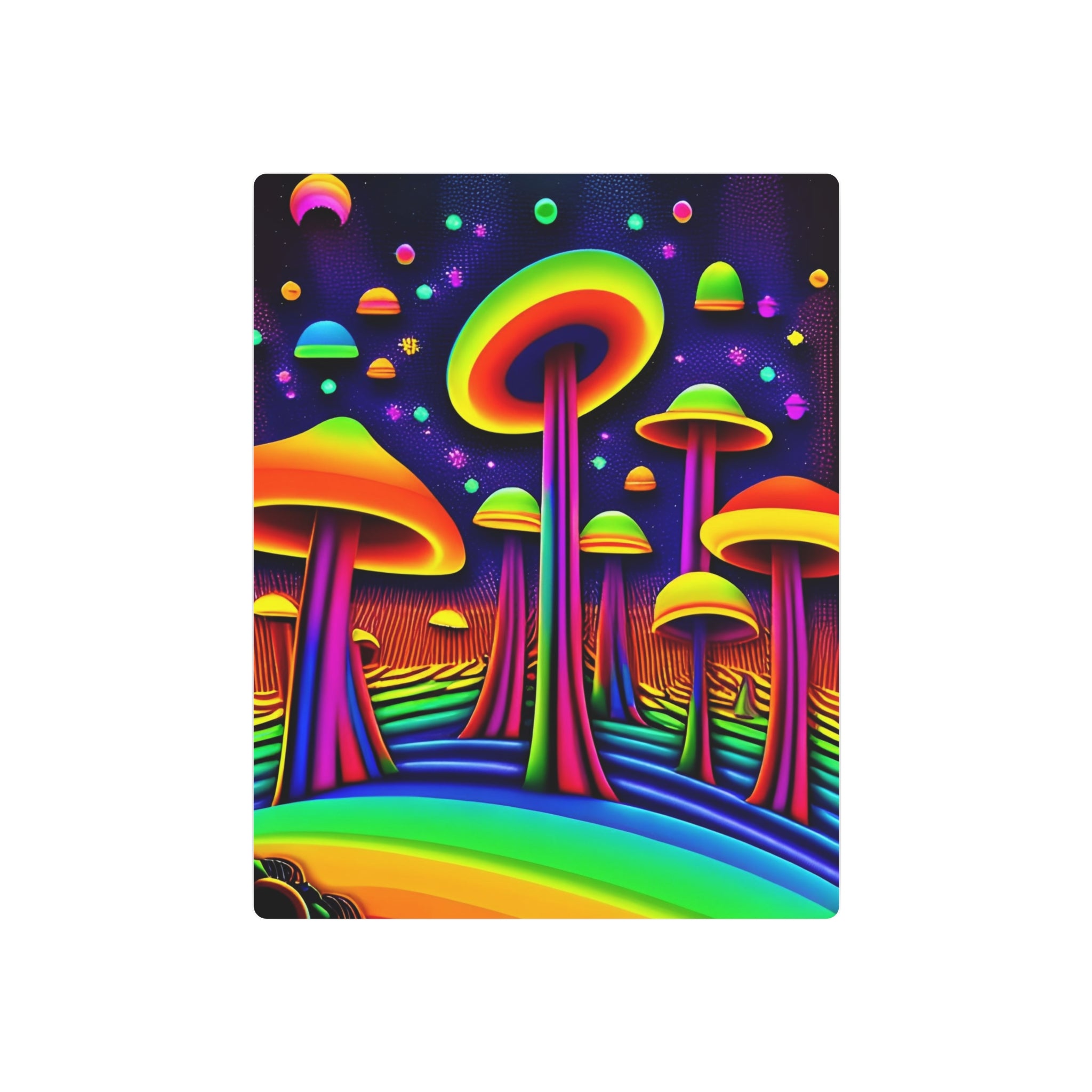 Psychedelic Mushroom Metal Art Sign — Neon Surreal Wall Decor