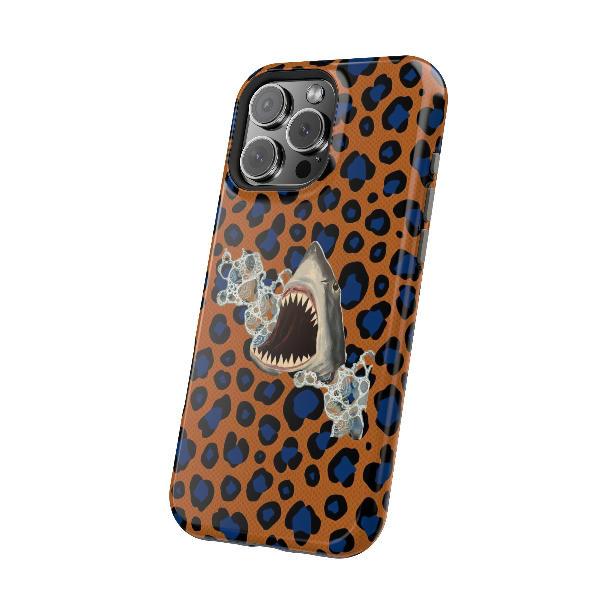 Shark Bite Leopard Print Phone Case — Magnetic Impact-Resistant