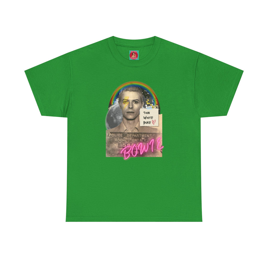 David Bowie Retro Glam Rock Mugshot Unisex Tshirt, Heavy Quality Cotton Shirt, Thin White Duke, Ziggy Stardust