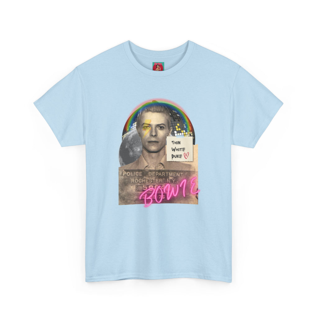 David Bowie Retro Glam Rock Mugshot Unisex Tshirt, Heavy Quality Cotton Shirt, Thin White Duke, Ziggy Stardust