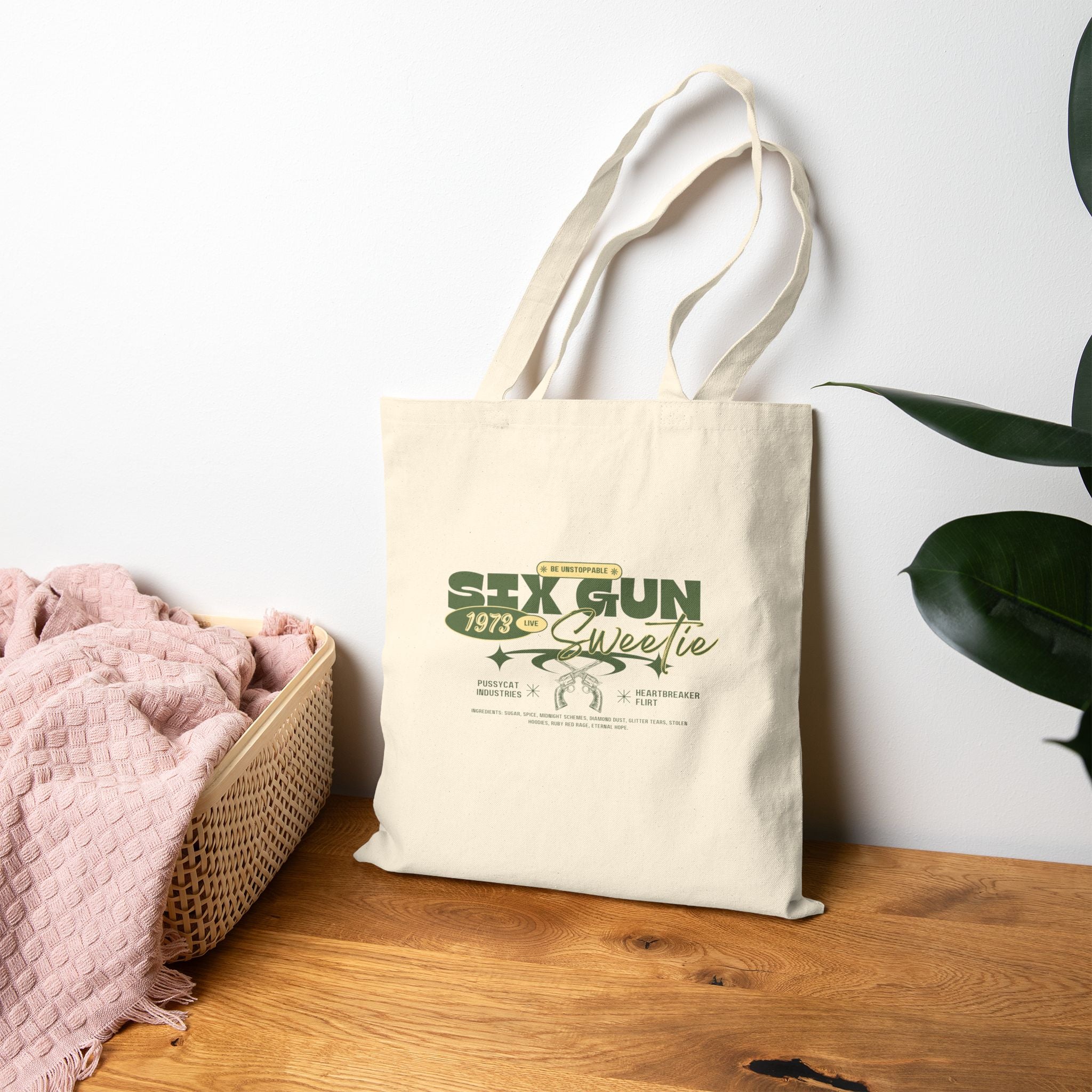 Vintage Six Gun Sweetie Tote Bag, Eco-Friendly Shopping Bag, Gift for Gun Lovers, Beach Bag, Reusable Grocery Tote
