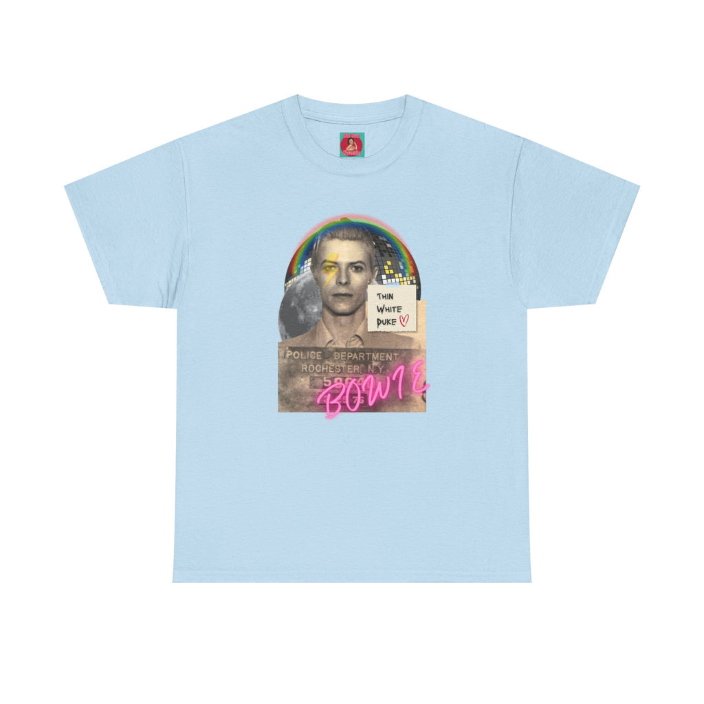 David Bowie Retro Glam Rock Mugshot Unisex Tshirt, Heavy Quality Cotton Shirt, Thin White Duke, Ziggy Stardust