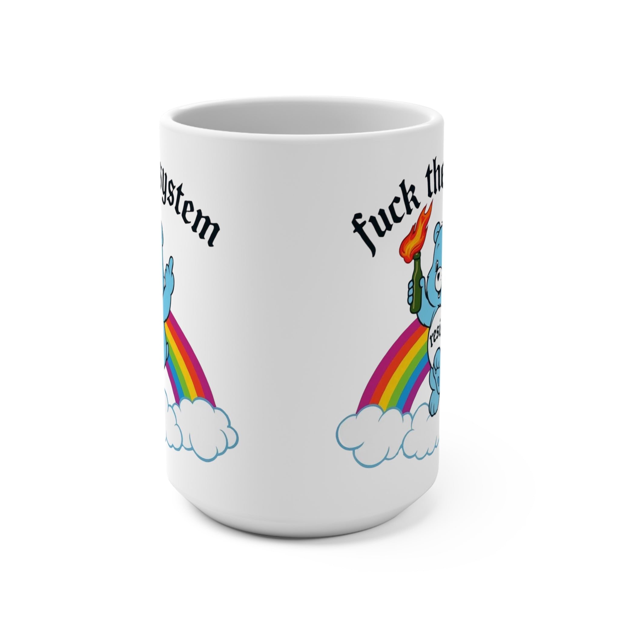 Mug 15oz - Antifa Bear Resistance Rainbow Coffee Cup
