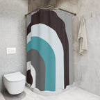 Bauhaus Minimalist Pop Art Shower Curtain — Blue Black White