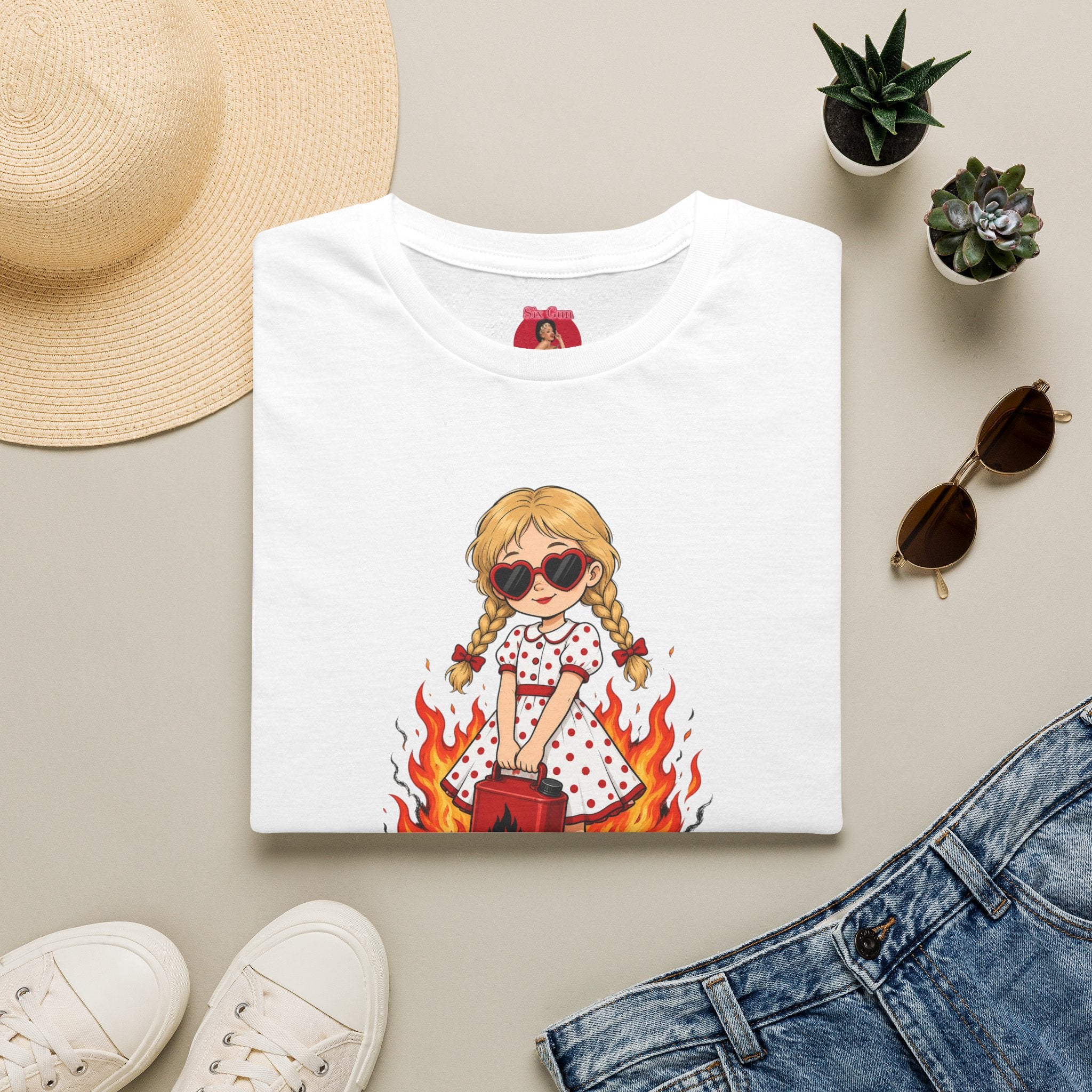 The Curse of Millhaven by Nick Cave and the Bad SeedsLoretta LottiGirl in Flames Graphic T-Shirt  'La la la I’m a little fire' Cute Retro Illustration Tee