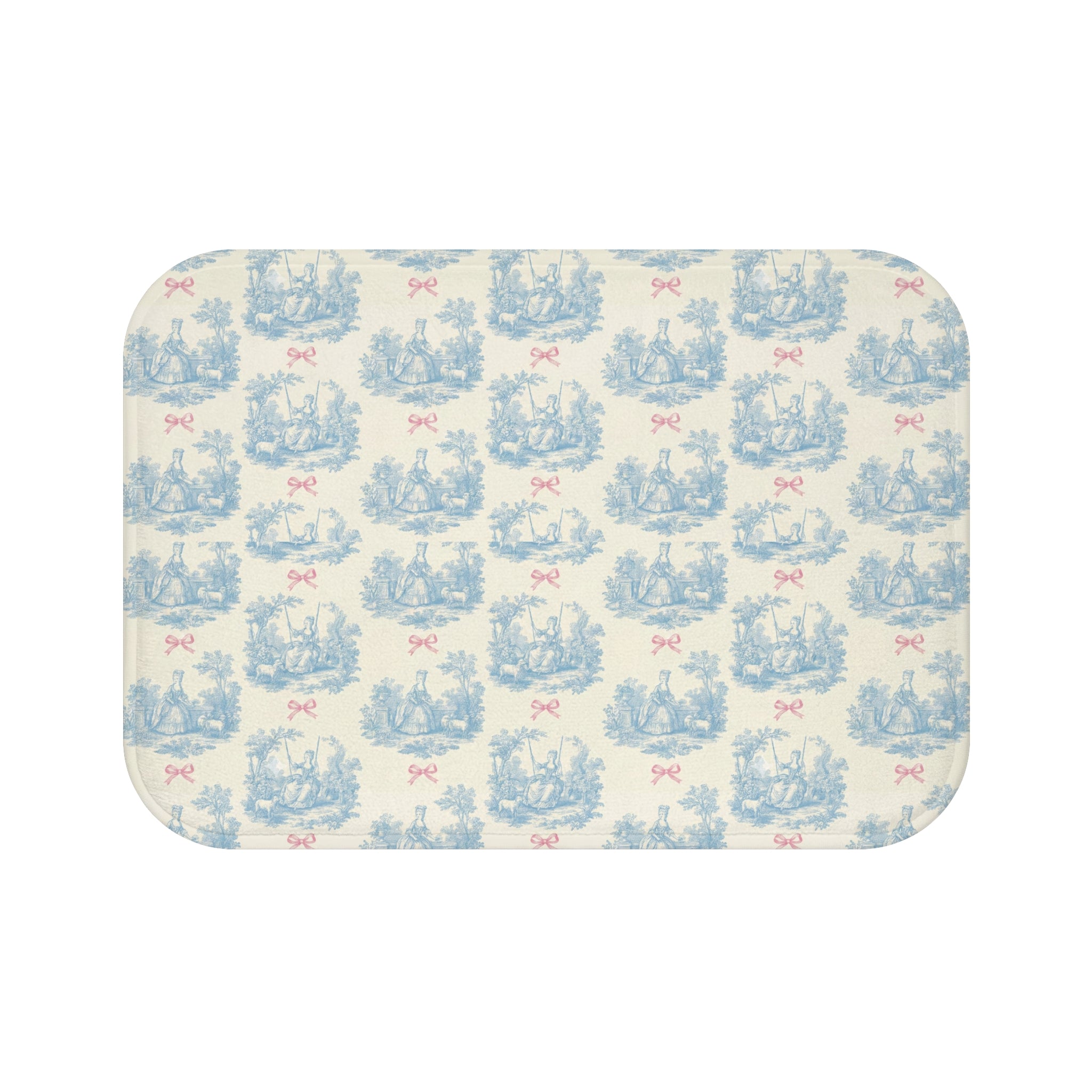 Marie Antoinette Toile Baby Blue & Pink Bath Mat