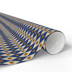 Navy Diamond Star Pattern Wrapping Paper | Geometric Holiday Wrap