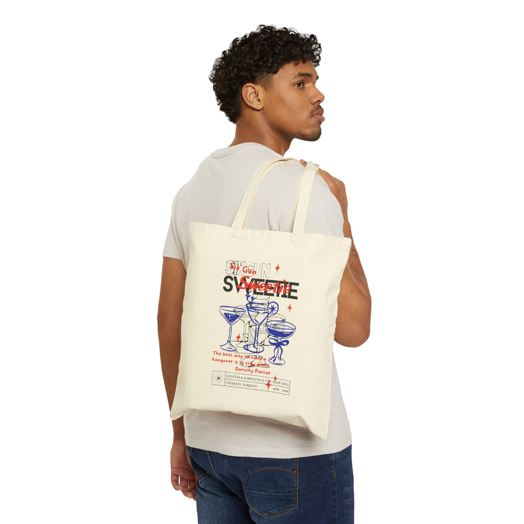 Tote Bag — "Sweetie" Retro Cocktail Illustration Cotton Canvas Tote
