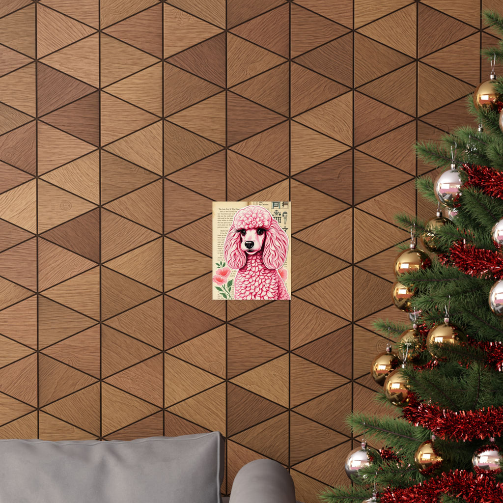 Whimsical Dog Art Print, Pink Poodle Poster, Cute Decor, Pet Lover Gift, Wall Art, Home Decoration