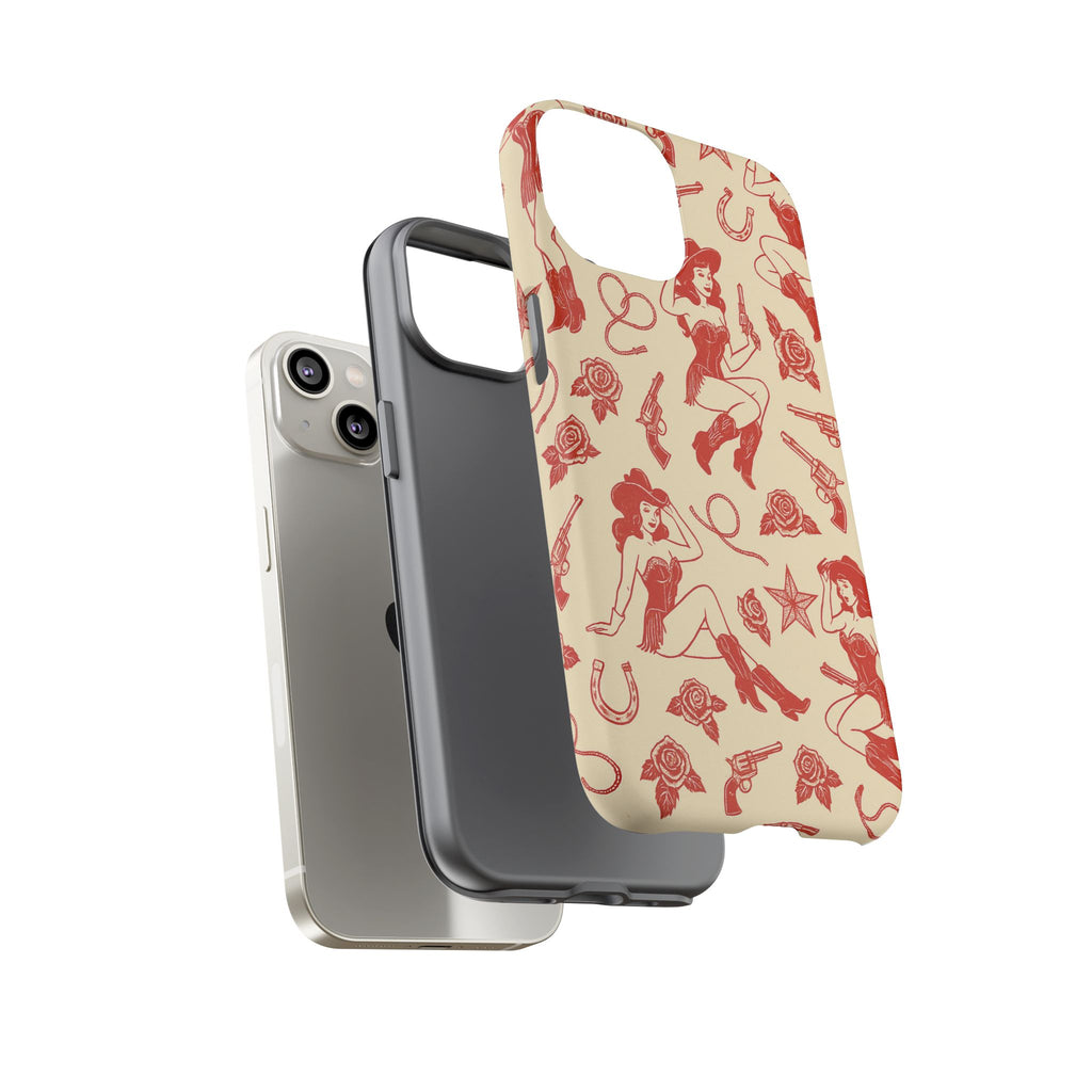 Tough Cases - Vintage Cowgirl Pattern iPhone Case