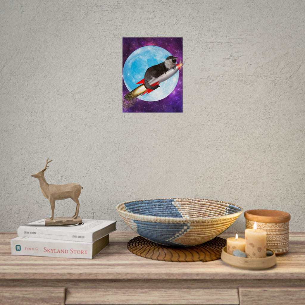 Cosmic Cat Rolled Poster - Whimsical Space Art Decor, Gift for Cat Lovers, Fun Home Wall Art, Perfect for Kids or Adults