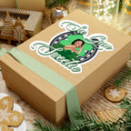 Six Gun Sweetie Kiss-Cut Sticker — Retro Pin-Up Shamrock & Horseshoe Design