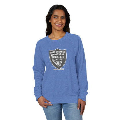 Revolutionary Shield Raglan Crewneck T-Shirt - Thomas Jefferson Quote