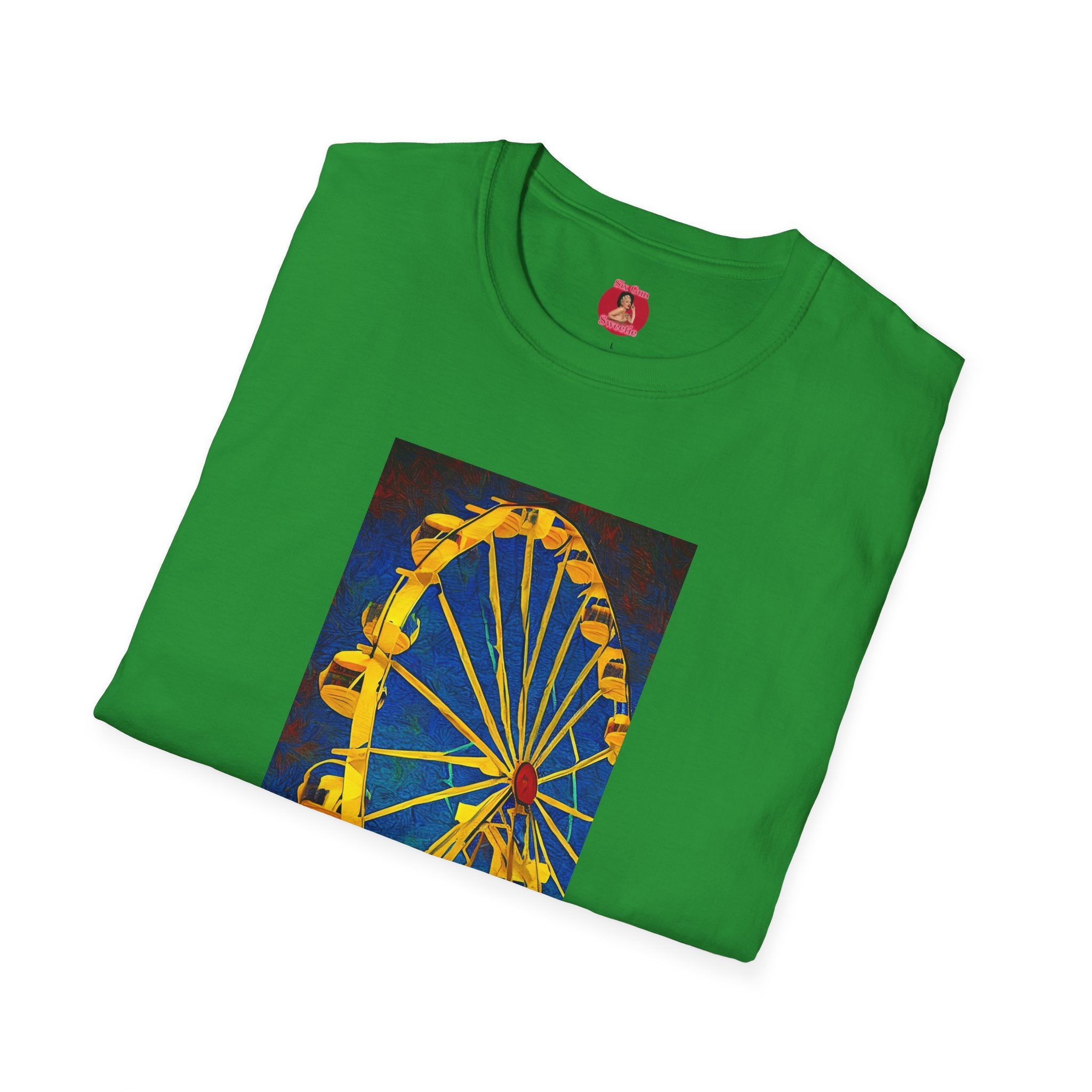 Ferris Wheel T-Shirt, Gothic Van Gogh Style Graphic Tee, Creepy Carnival Shirt, Unisex Softstyle Tee, Dark Art Clothing