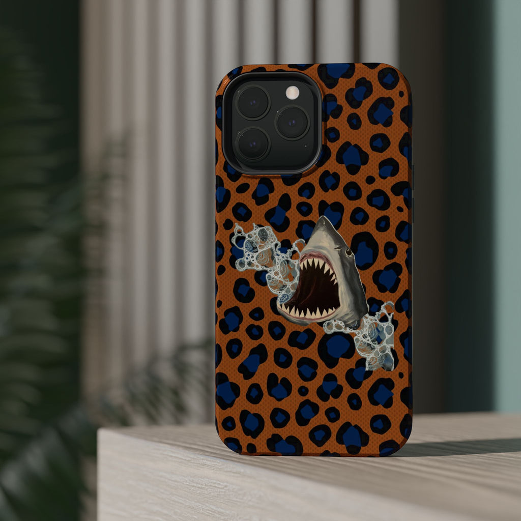 Shark Bite Leopard Print Phone Case — Magnetic Impact-Resistant