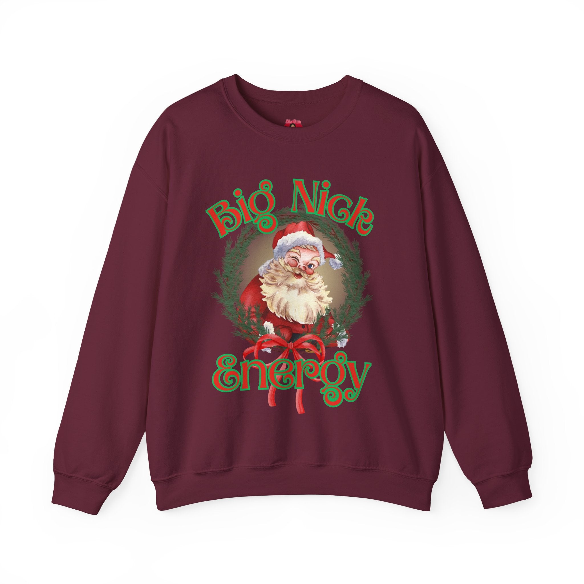 Funny Santa 'Big Nick Energy' Crewneck Sweatshirt for Christmas, Bold Vintage Design, Unique Apparel Jumper, Holiday Gift, Winter Clothing,