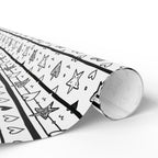 Gift Wrap Sheets Doodle Hearts Stars Black White