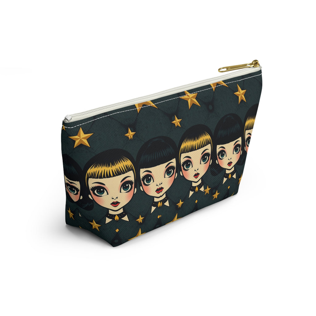Whimsical Doll Head Accessory Pouch, Cute Makeup Bag, Starry Character Pouch, Gift for Her, Fun Travel Organizer