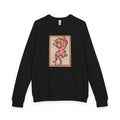 French Terry Raglan Crewneck Sweatshirt - Pink Leopard Heart Tattoo Flash Design