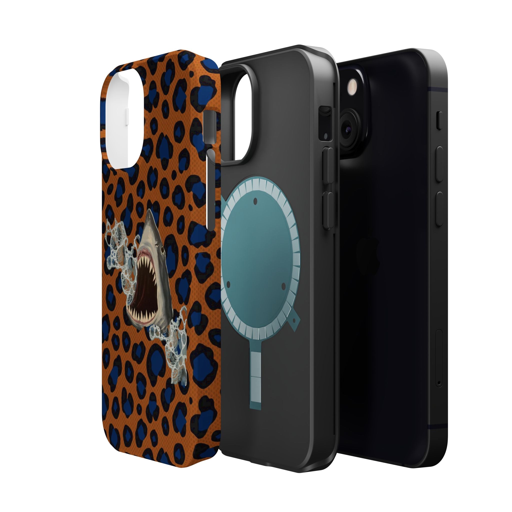 Shark Bite Leopard Print Phone Case — Magnetic Impact-Resistant