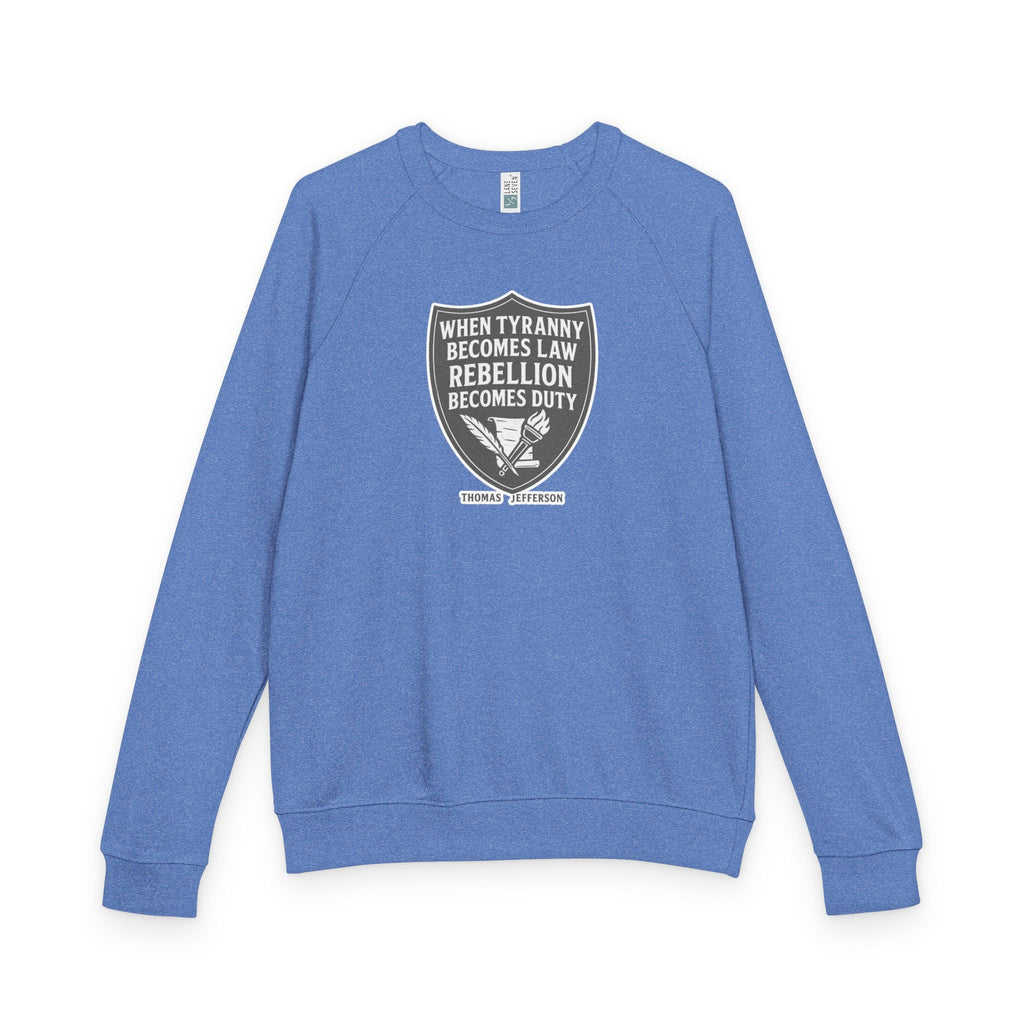 Revolutionary Shield Raglan Crewneck T-Shirt - Thomas Jefferson Quote
