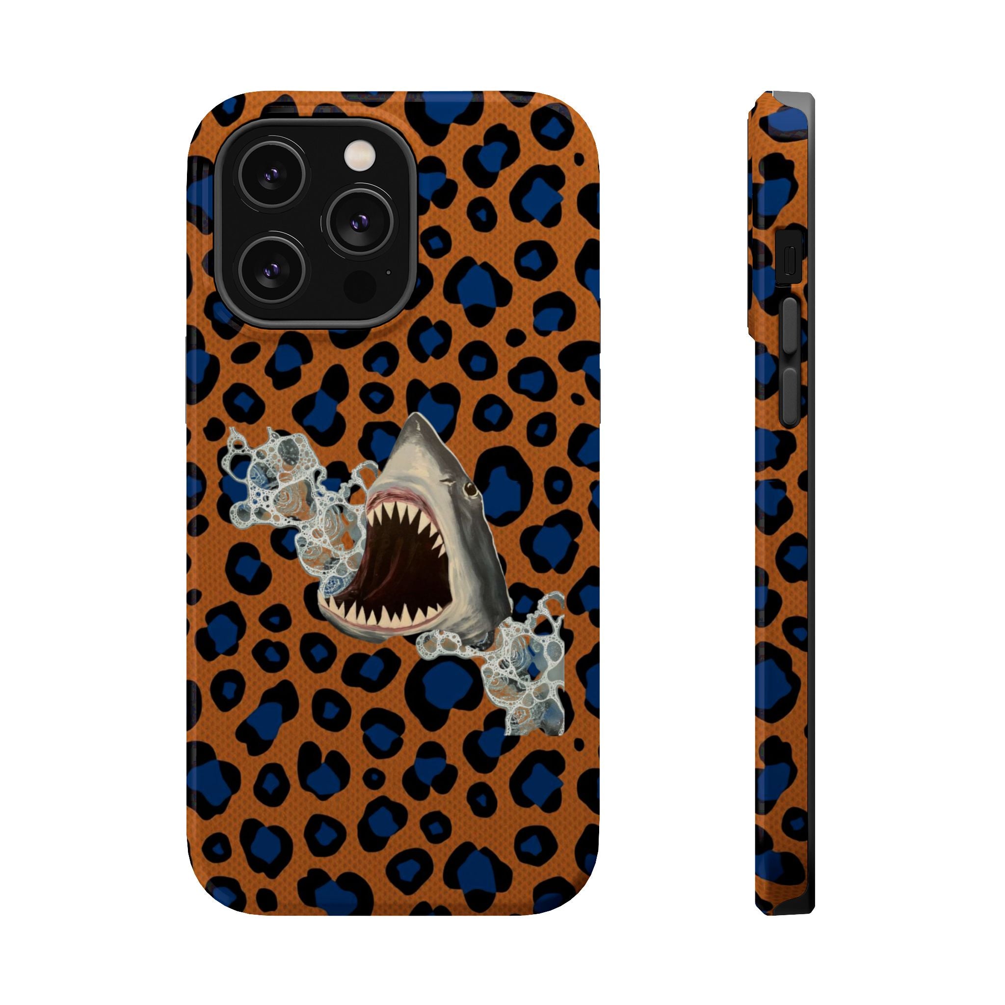 Shark Bite Leopard Print Phone Case — Magnetic Impact-Resistant