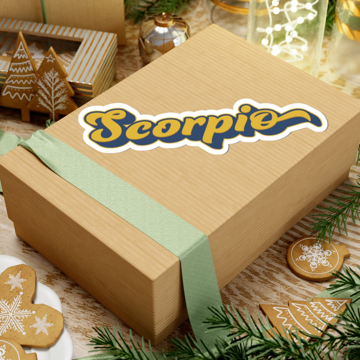 Scorpio 70s Groovy Zodiac Sticker — Retro Star Sign Kiss-Cut