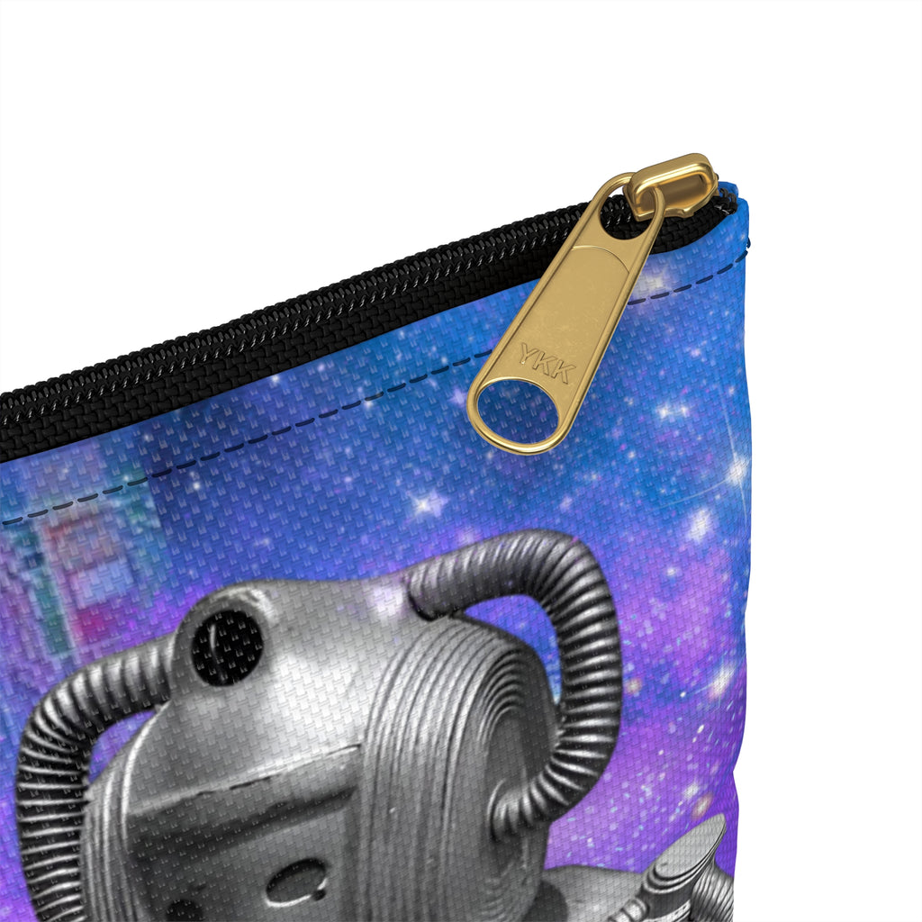Cosmic Smoke Break Robot Accessory Pouch — Saturn Road Trip Makeup & Gadget Organizer