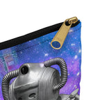 Cosmic Smoke Break Robot Accessory Pouch — Saturn Road Trip Makeup & Gadget Organizer