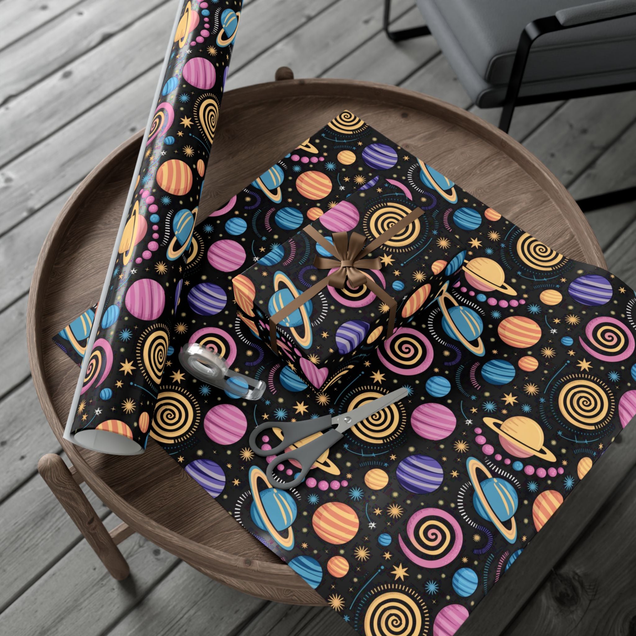 Space Planet Gift Wrap Paper — Colorful Solar System Wrapping Sheets for Kids’ Birthdays & Holidays