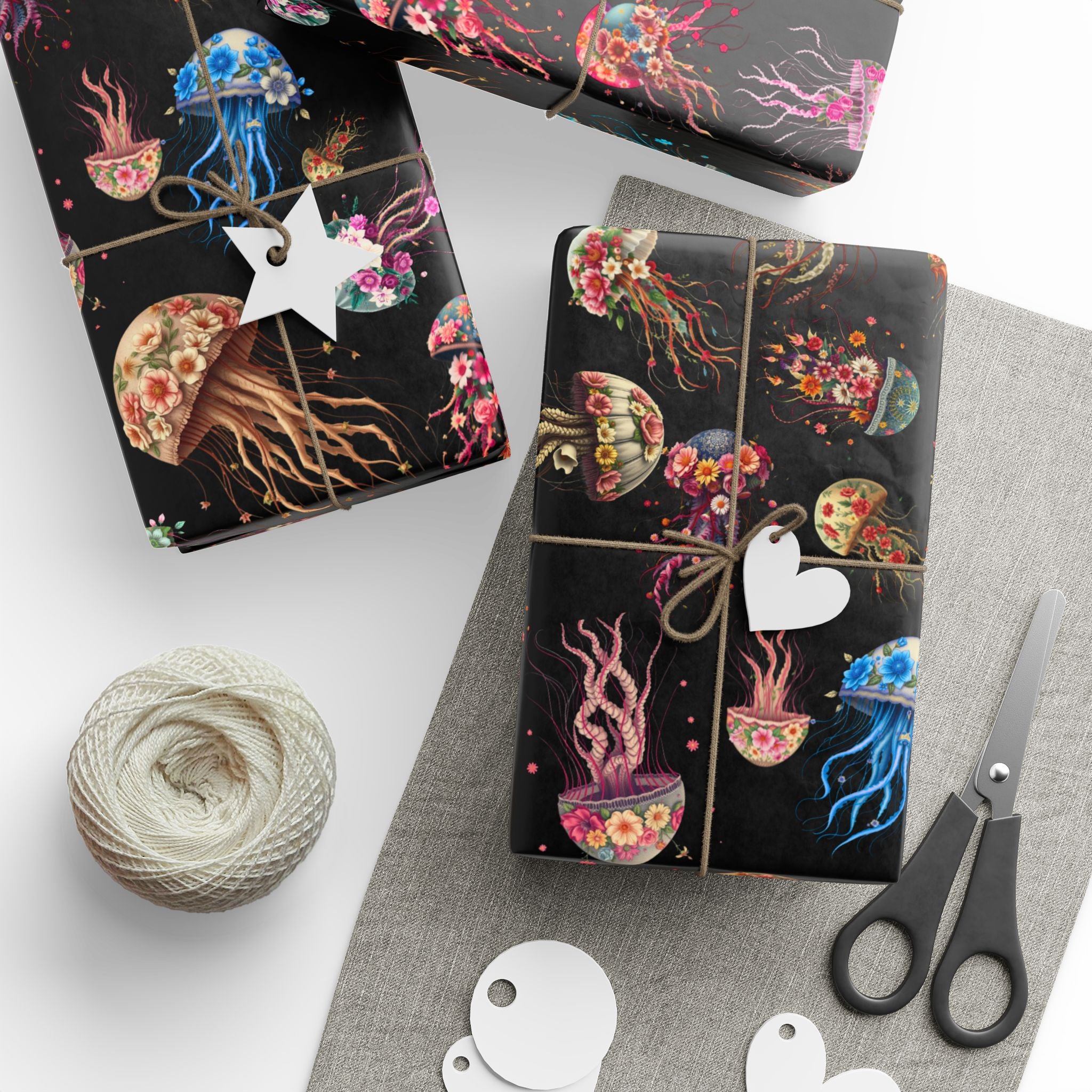Wrapping Papers - Surreal Floral Jellyfish Design