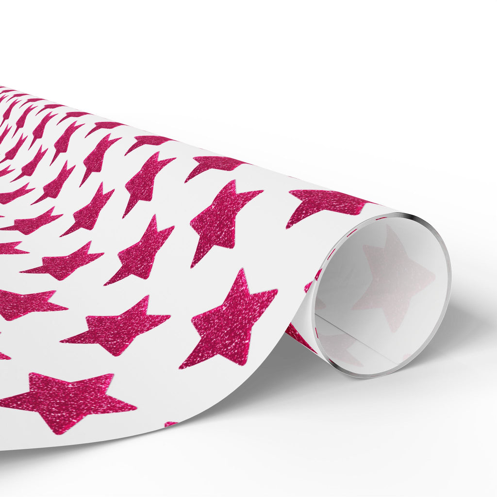 Wrapping Papers, Red Glitter Star Pattern Gift Wrap, Festive Minimalist Christmas Gift Wrap, Holiday Paper Roll, Sparkly Gift Wrap Sheets,
