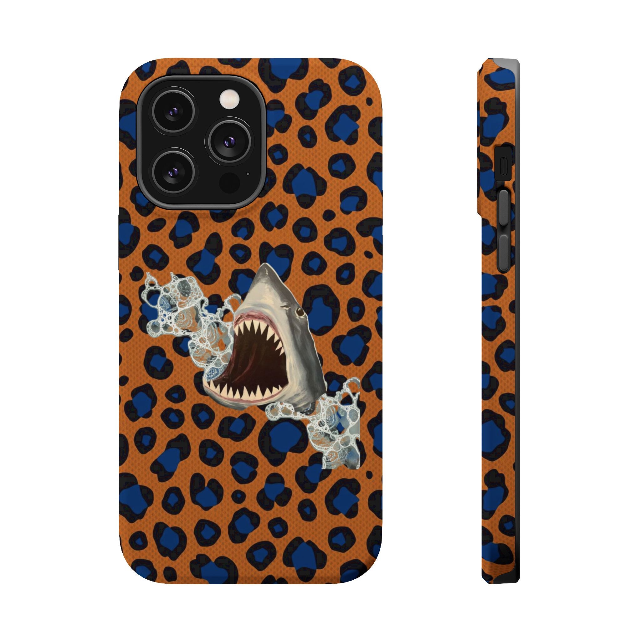 Shark Bite Leopard Print Phone Case — Magnetic Impact-Resistant