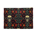 Gothic Skull Floral Pattern Zipper Pouch – Dark Aesthetic Bag in Two Sizes