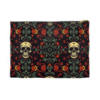 Gothic Skull Floral Pattern Zipper Pouch – Dark Aesthetic Bag in Two Sizes