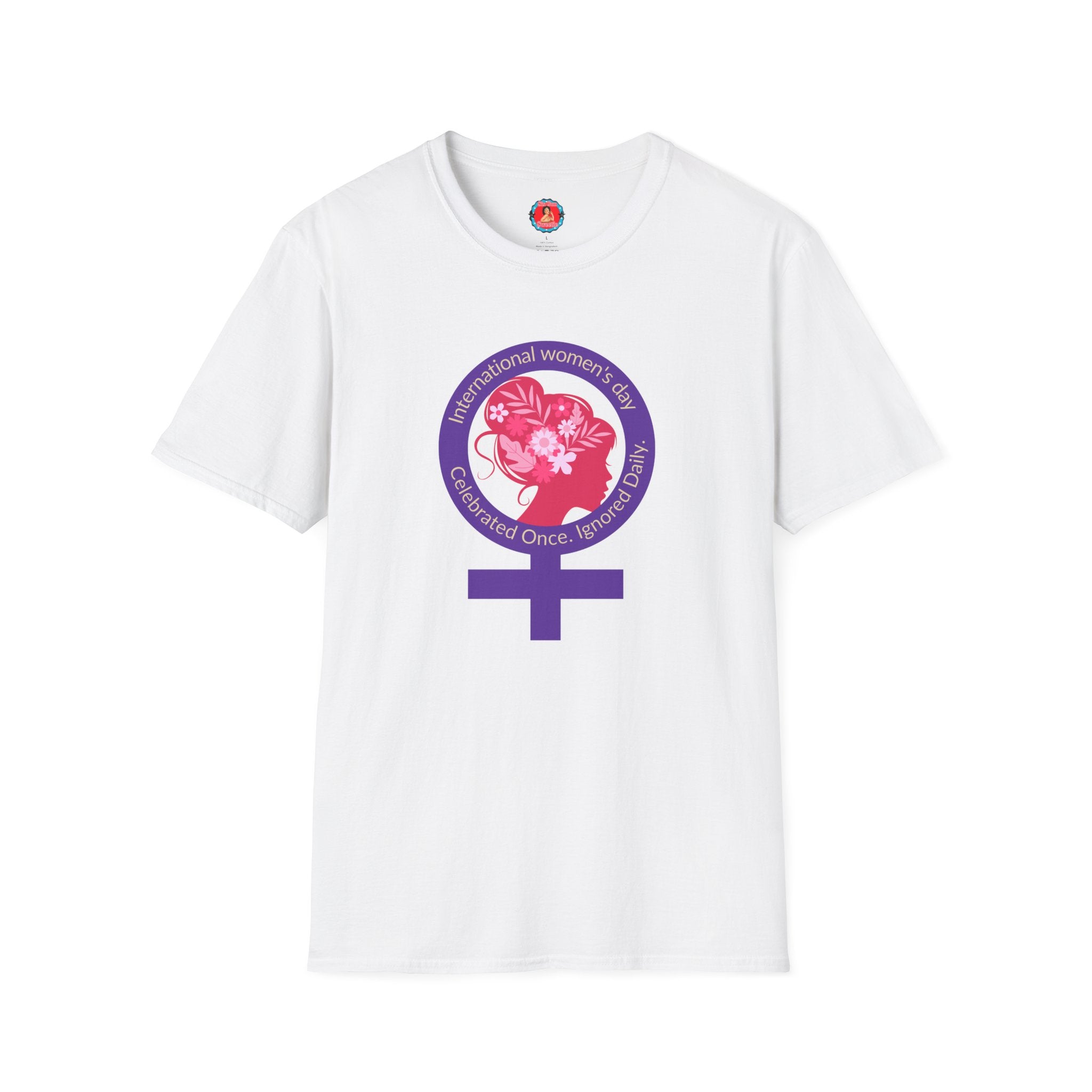 International Women's Day Purple Symbol T-Shirt — Pink Lady Silhouette