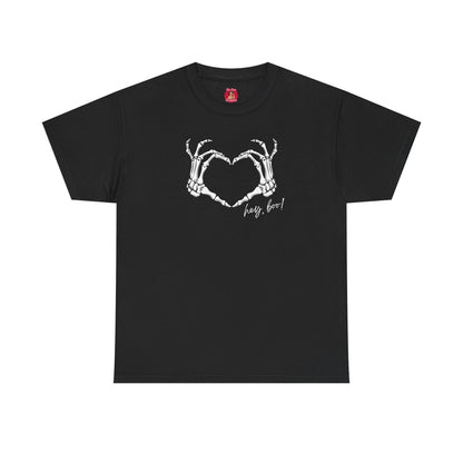 Skeleton Heart Hands Unisex Tee, Halloween Shirt, Gothic Clothing, Spooky Graphic Top, Hey Boo Halloween Costume