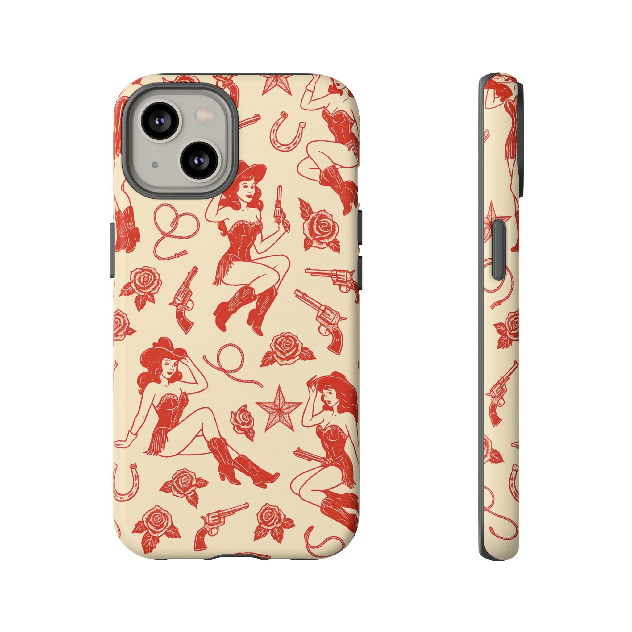 Tough Cases - Vintage Cowgirl Pattern iPhone Case