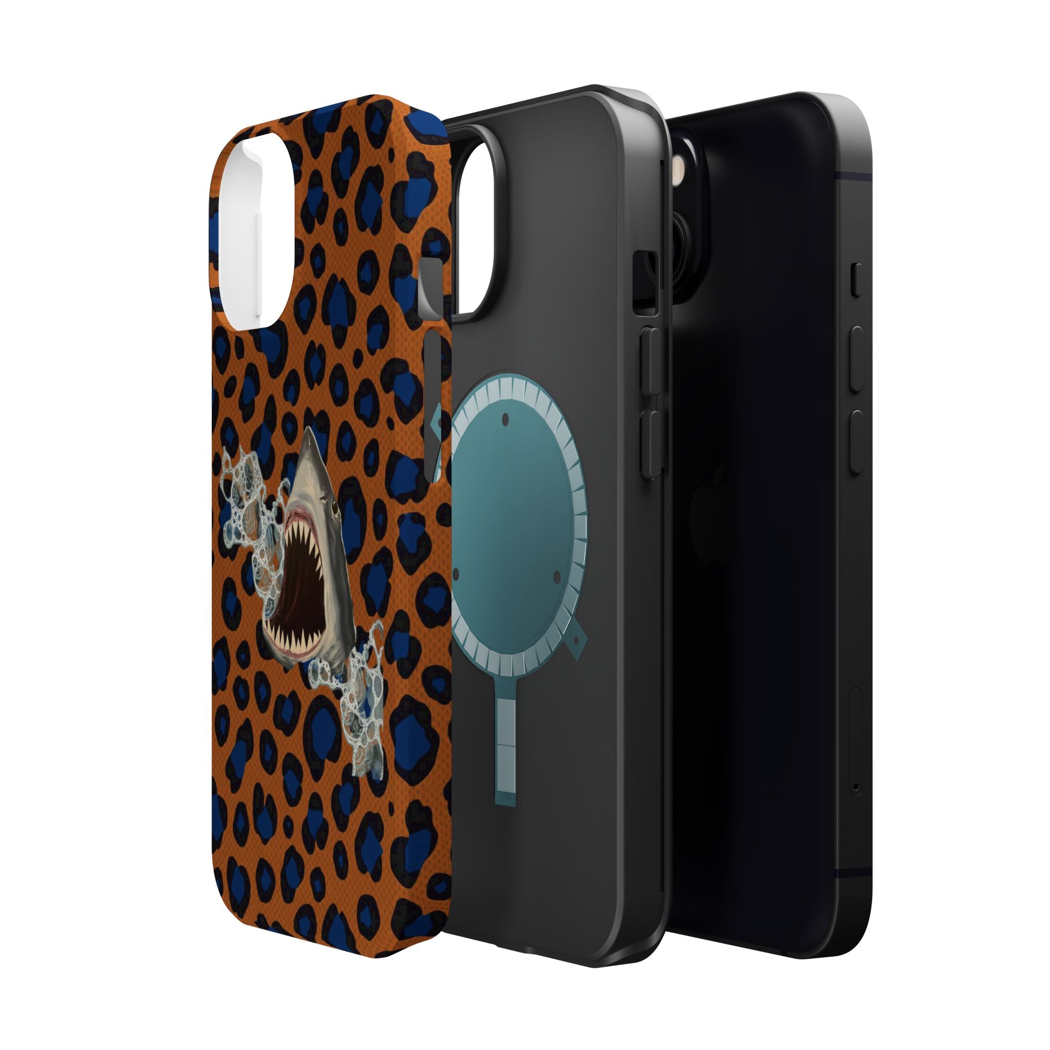 Shark Bite Leopard Print Phone Case — Magnetic Impact-Resistant