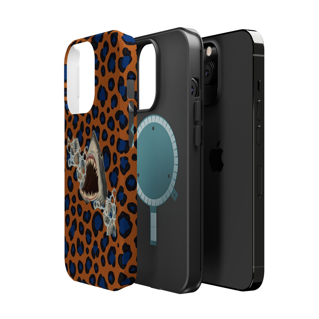 Shark Bite Leopard Print Phone Case — Magnetic Impact-Resistant