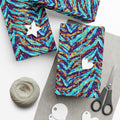 Gift Wrap Paper — Vibrant Blue & Teal Abstract Zebra Pattern