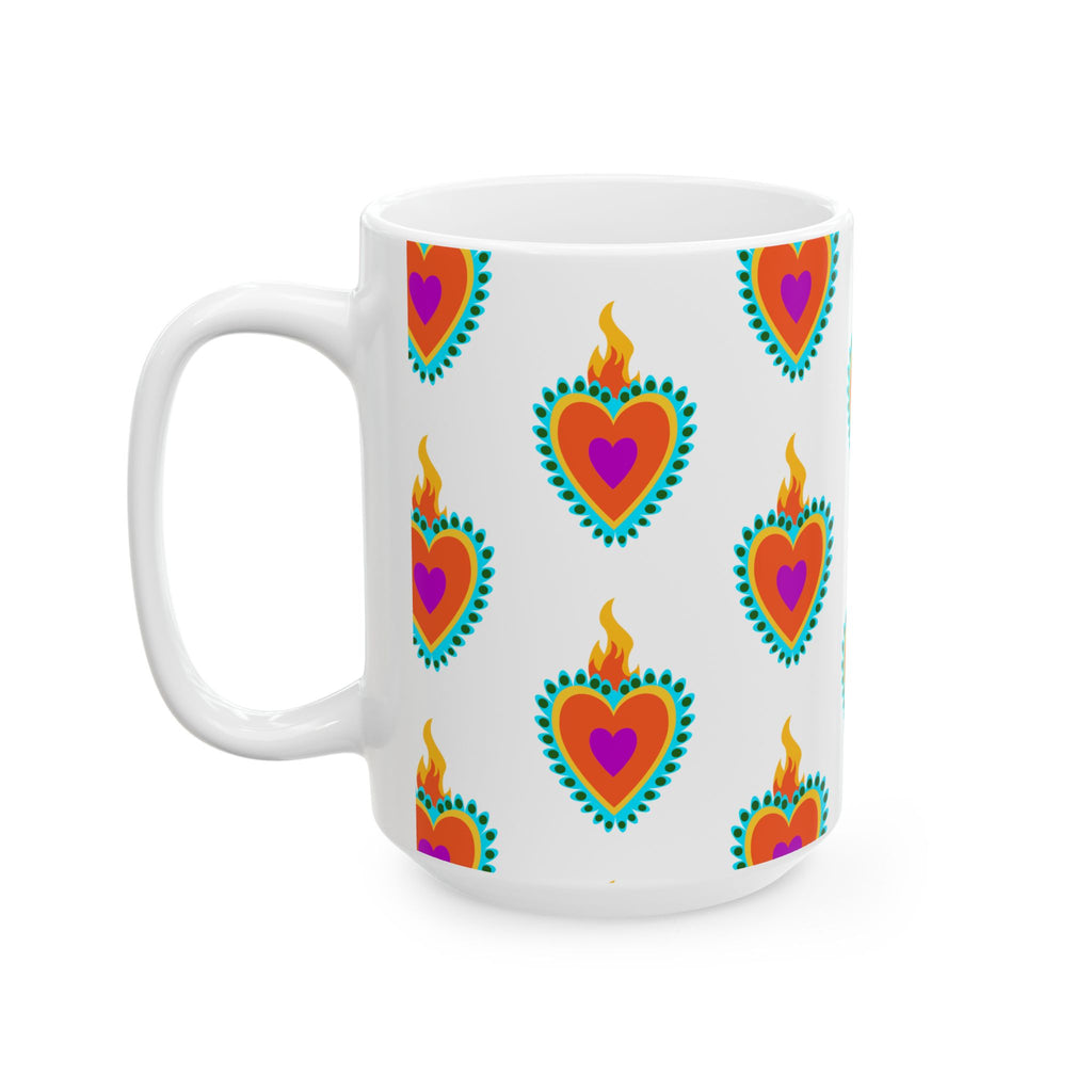 Vibrant Heart Ceramic Mug - Perfect for Coffee Lovers, Gift for Her, Housewarming, Birthday, or Celebration