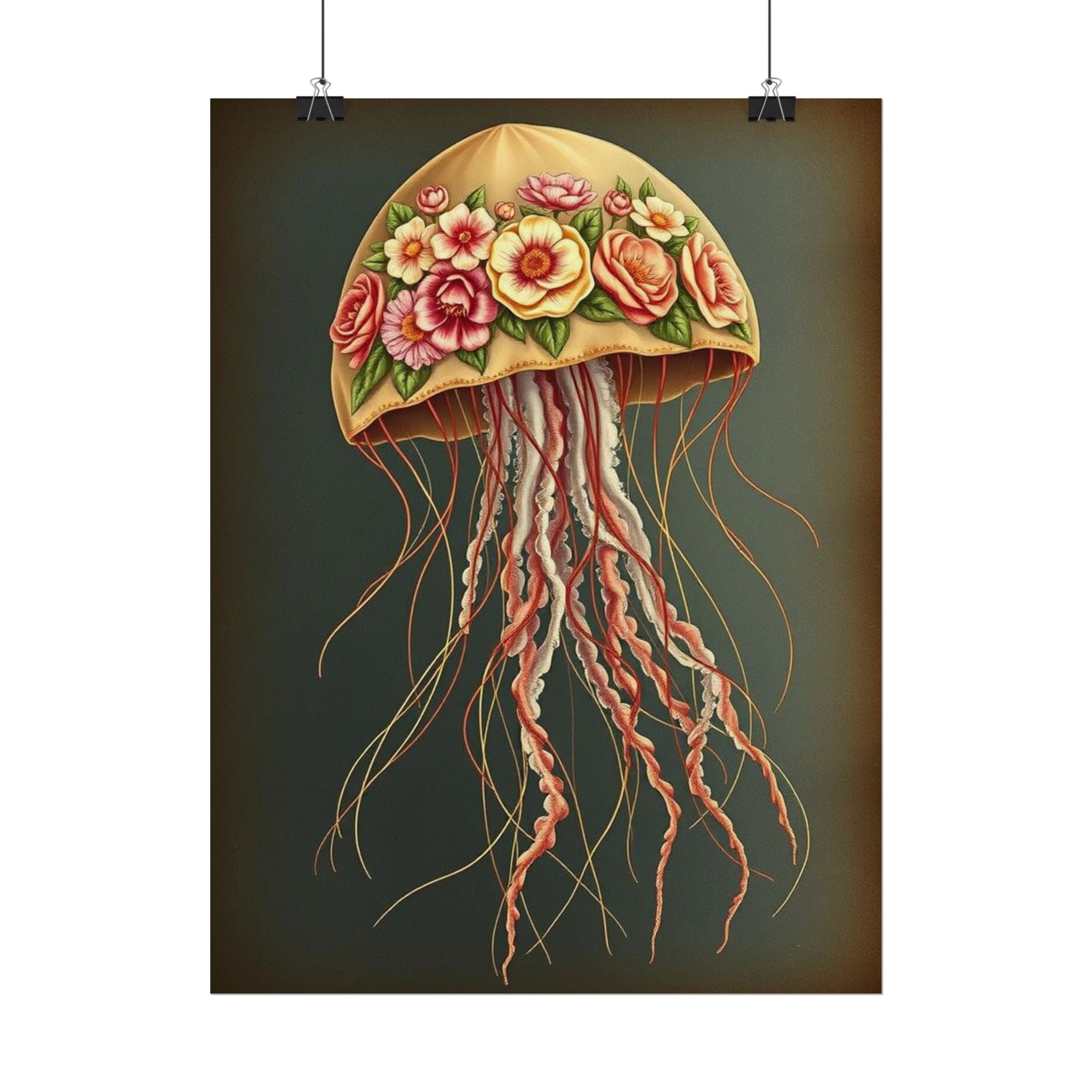 Floral Jellyfish Poster
