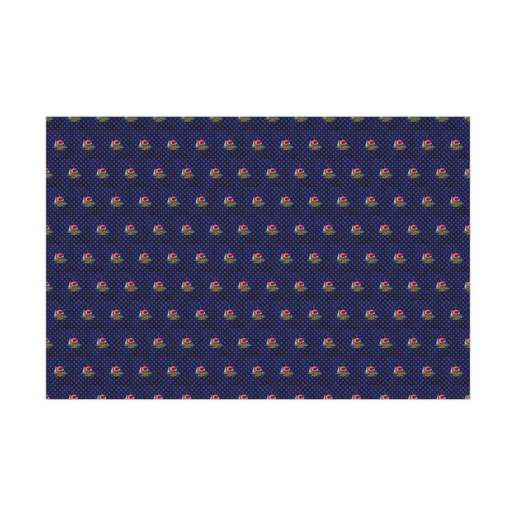 Gift Wrap Paper - Deep Blue Velvet Color Skull with Crystals Gothic Witchy Rich Design