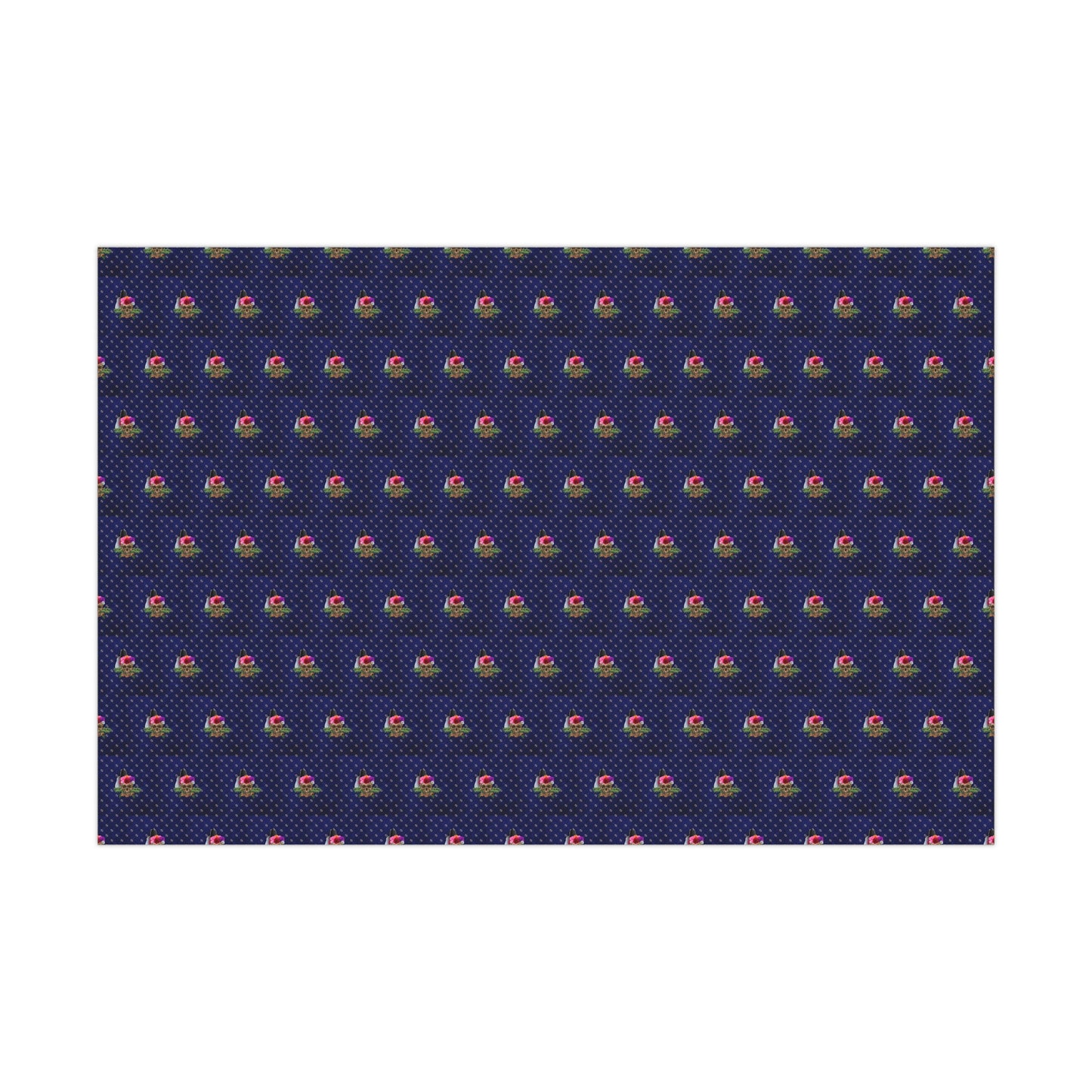 Gift Wrap Paper - Deep Blue Velvet Color Skull with Crystals Gothic Witchy Rich Design